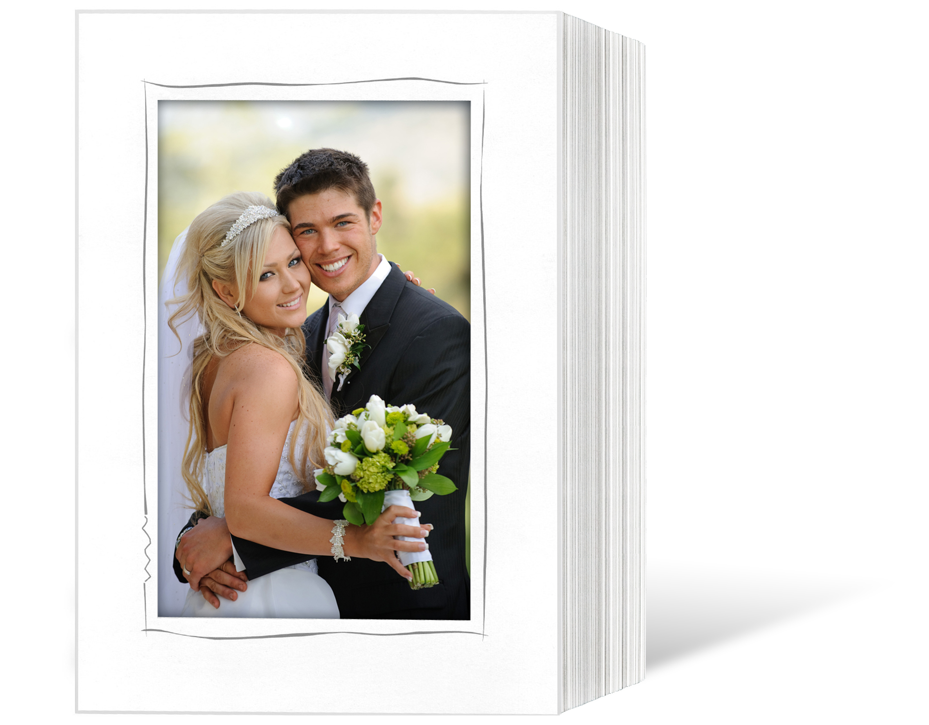 Endlosleporello für 13x19 cm - weiß - weiße matte Maske - grauer Tuscherand - 50 Teile