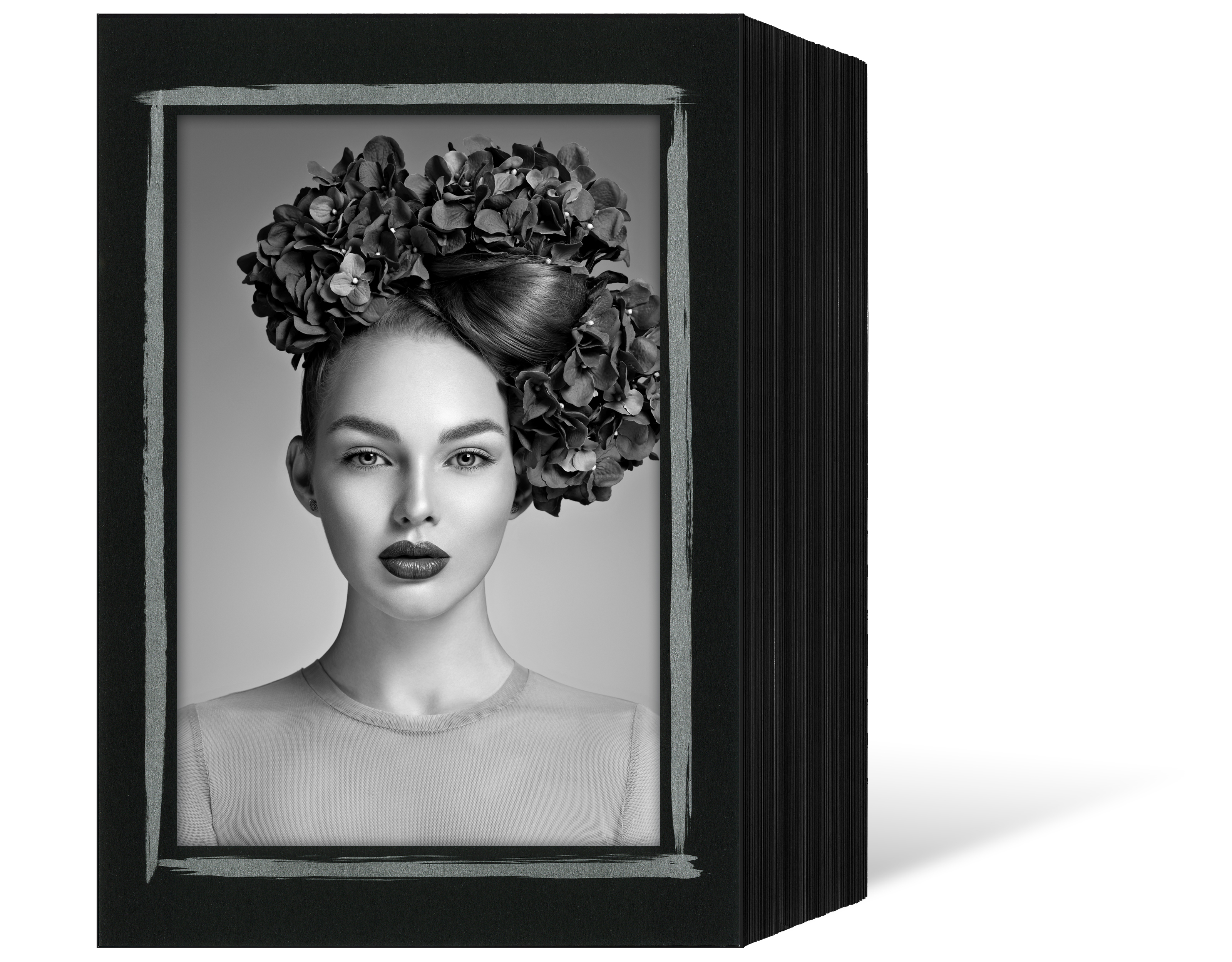Endlosleporello für 13x18 cm - schwarz - schwarze Maske - silber Prinselrand - 50 Teile