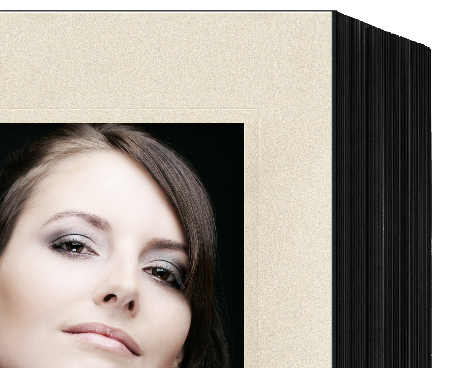 Endlosleporello für 13x18 cm - schwarz - creme satinierte Maske - Blindprägung - 50 Teile