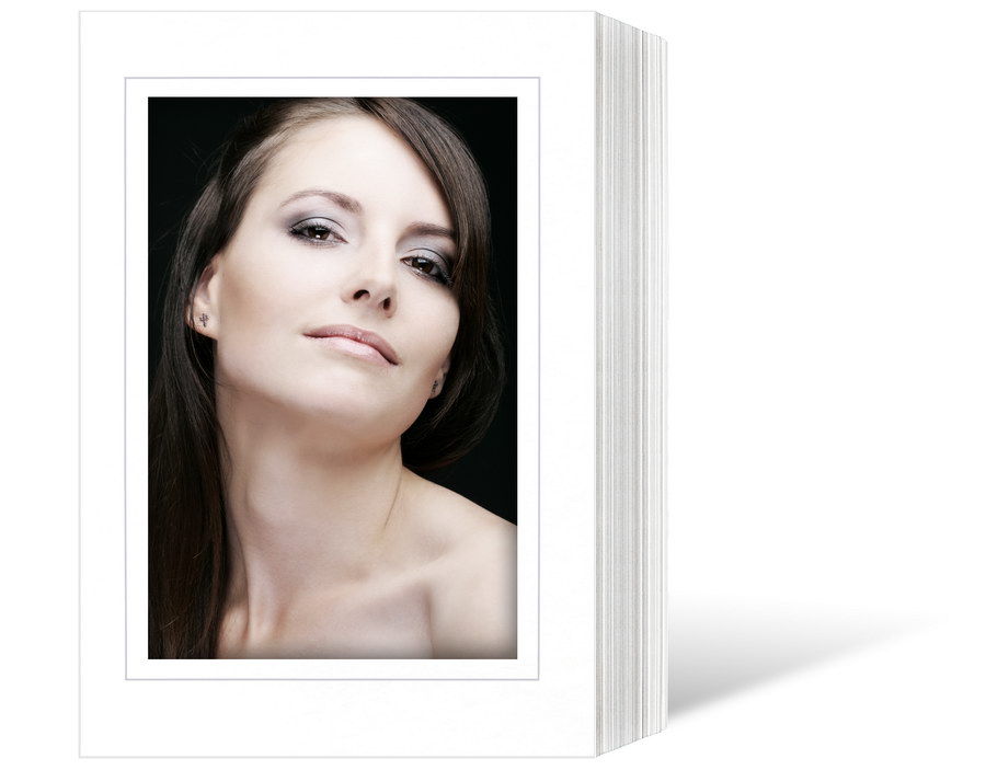 Endlosleporello  für 15x20 cm - weiß - weiße matte Maske - grauer Rand - 25 Teile