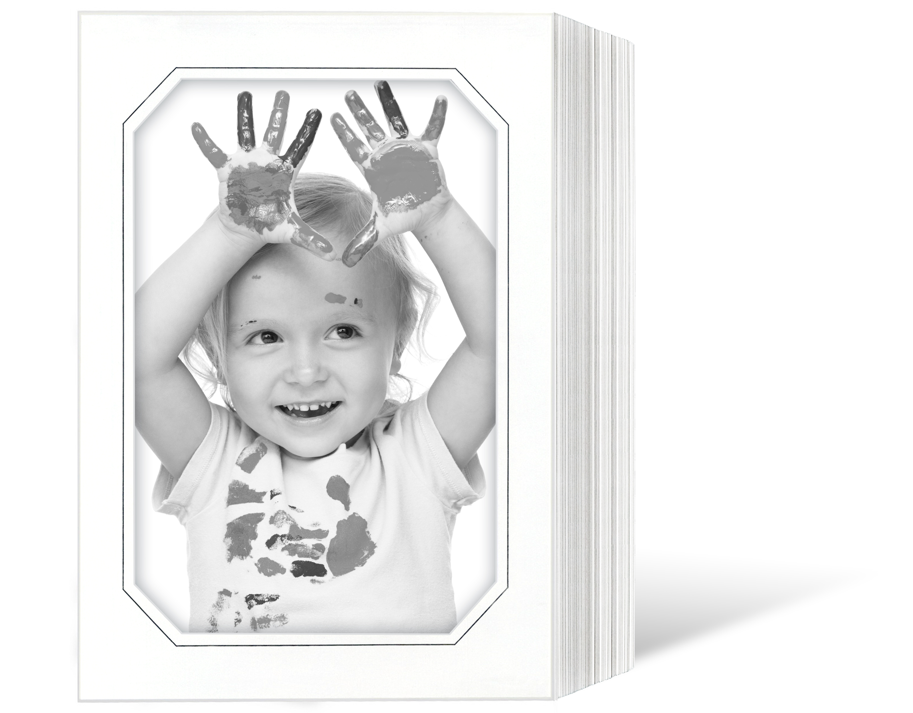Endlosleporello achteckig für 15x20 cm - weiß - weiße glänzende Maske - grauer Rand - 100 Teile