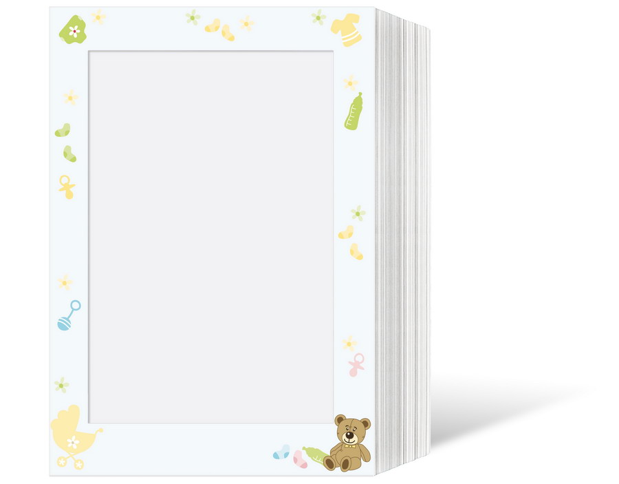 Endlosleporello für 13x18 cm - weiß - weiß mit 4-farbigem Druck Babysachen - 25 Teile