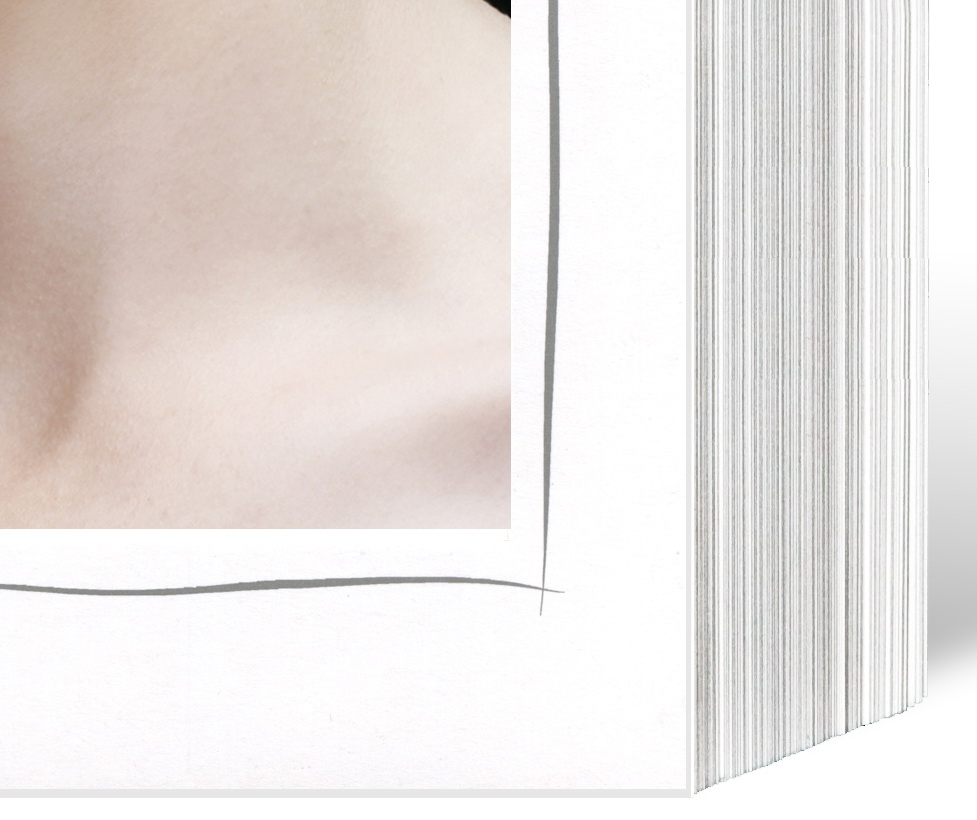 Endlosleporello  für 15x20 cm - weiß - weiße matte Maske - grauer Tuscherand - 50 Teile