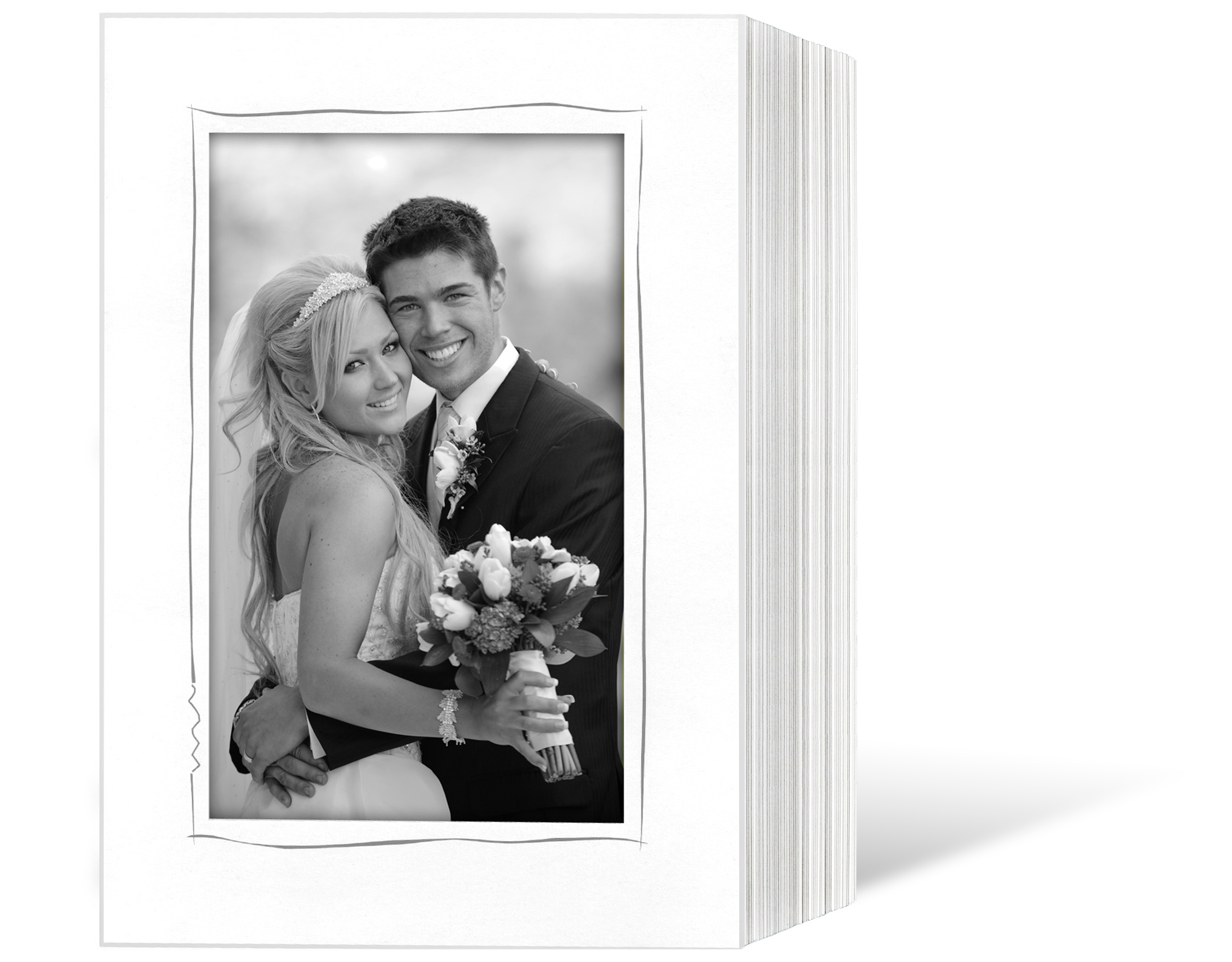 Endlosleporello für 13x19 cm - weiß - weiße matte Maske - grauer Tuscherand - 50 Teile