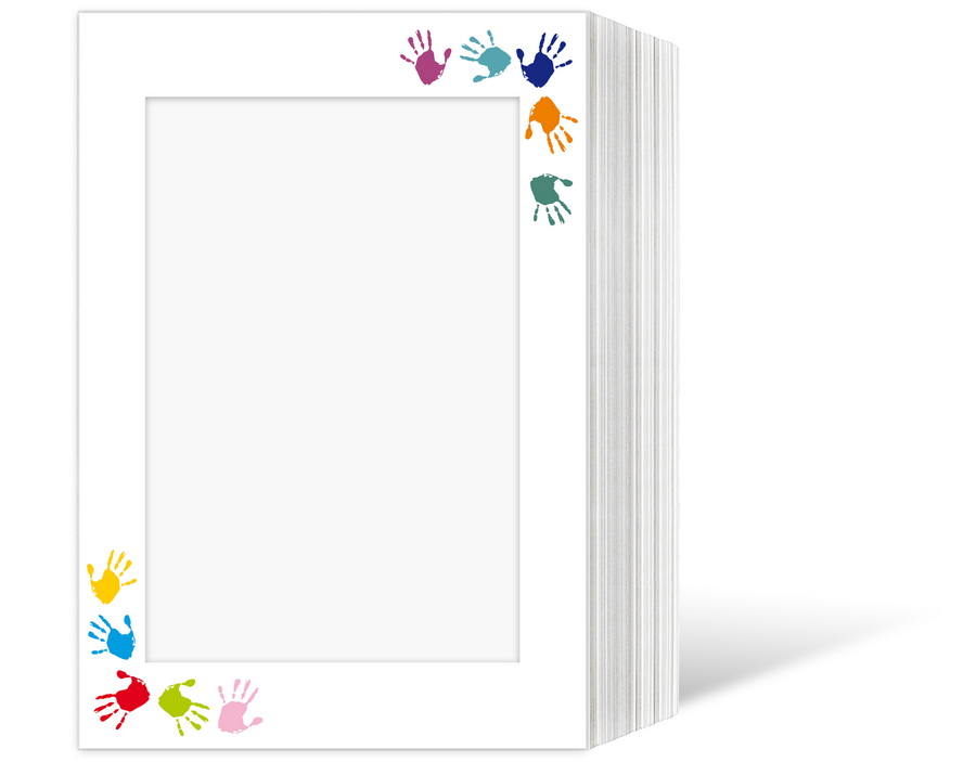 Endlosleporello für 13x18 cm - weiß - weiß mit 4-farbigem Druck Hände - 25 Teile
