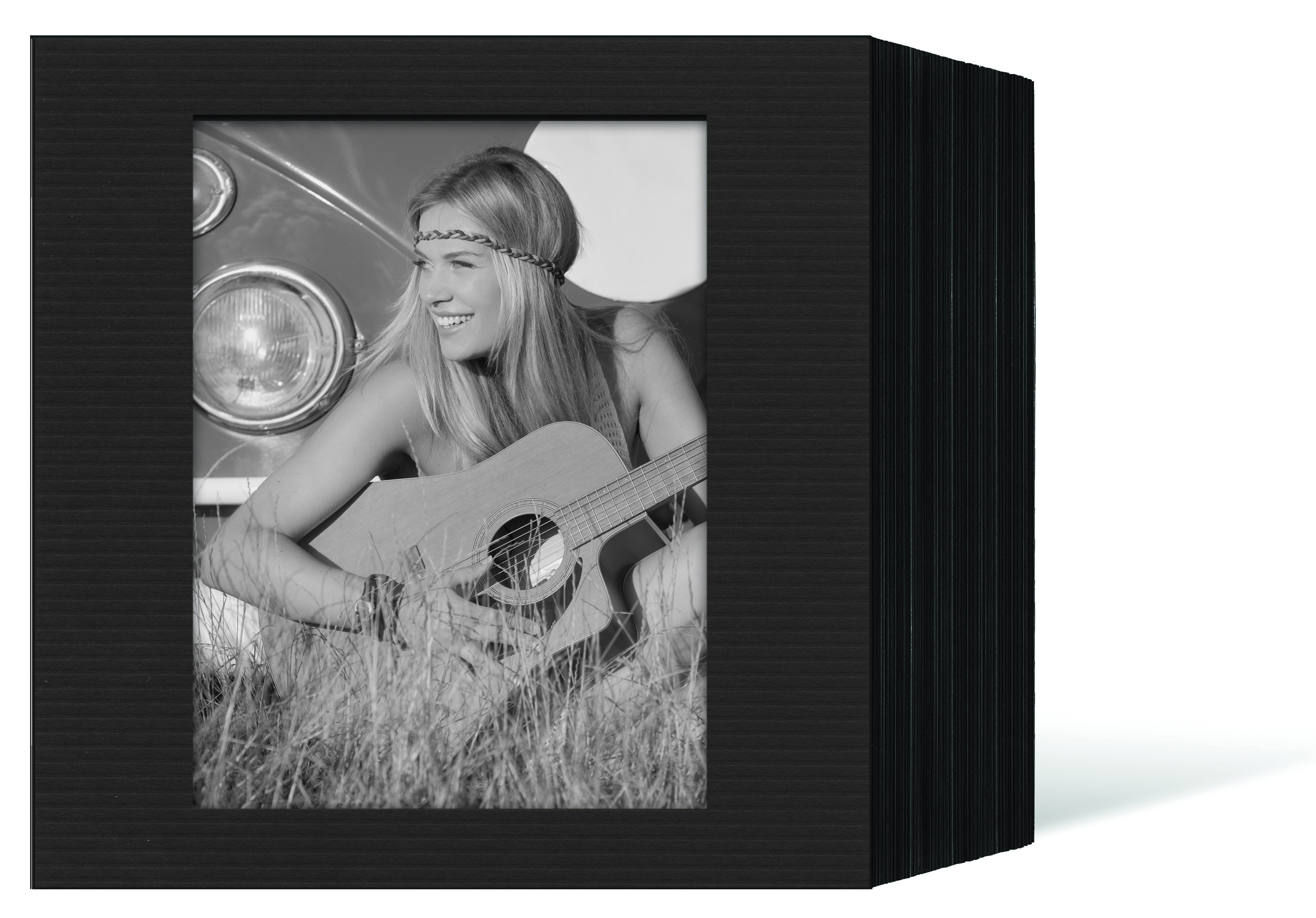 quadratisches Endlosleporello für 15x20 cm - schwarz - schwarz gerippte Maske - 100 Teile