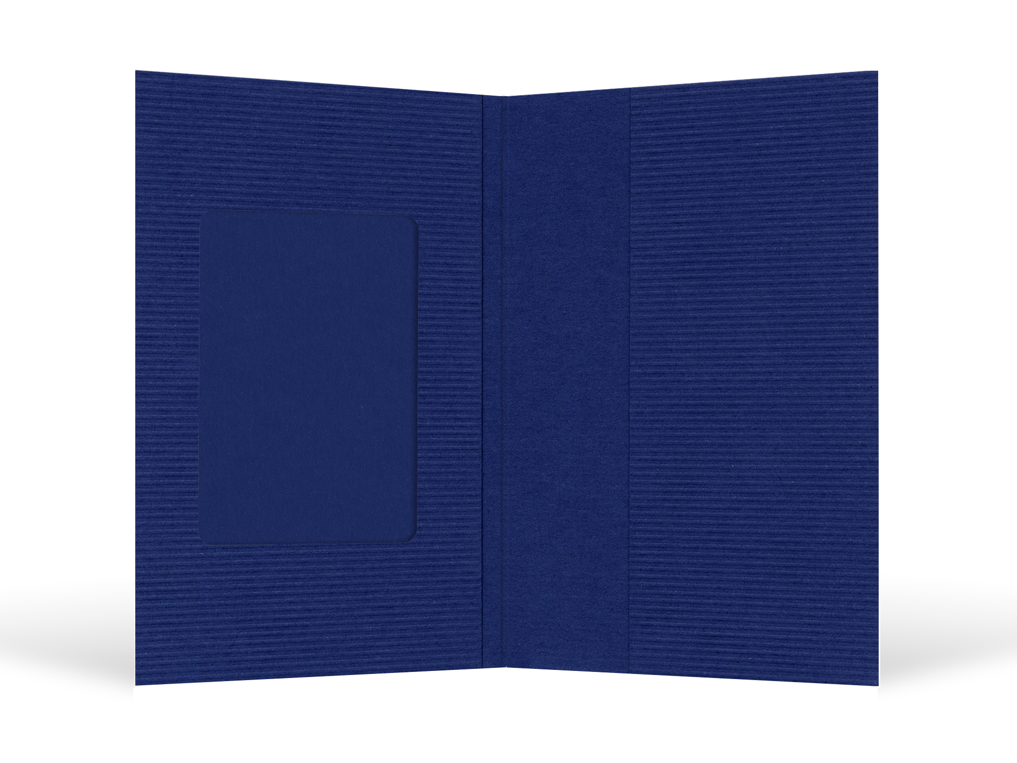 100 Stück Passbildmappe mit Ausschnitt 35x50 mm & Tasche - blau gerippt