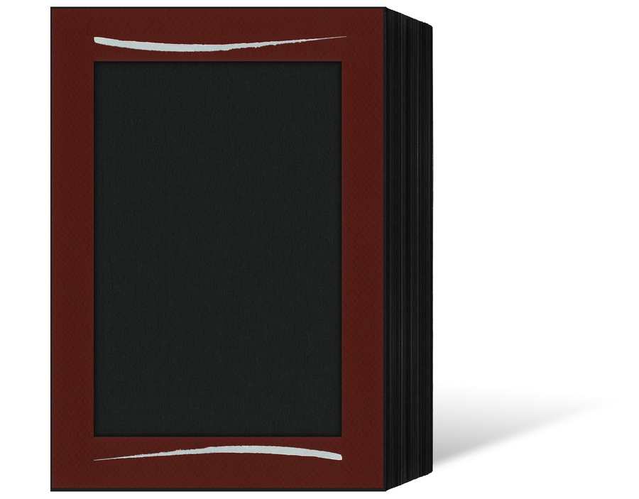 Endlosleporello für 13x18 cm - schwarz - bordeaux filzgeprägte Maske - Silberstrich - 100 Teile