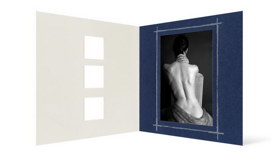 Grußkarte Transparent für 9x13 cm Hochformat - 3 Ausschnitte - blau - neutral
