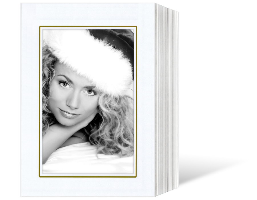 Endlosleporello für 10x15 cm - weiß - weiß glänzende Maske - gold Umrandung - 50 Teile