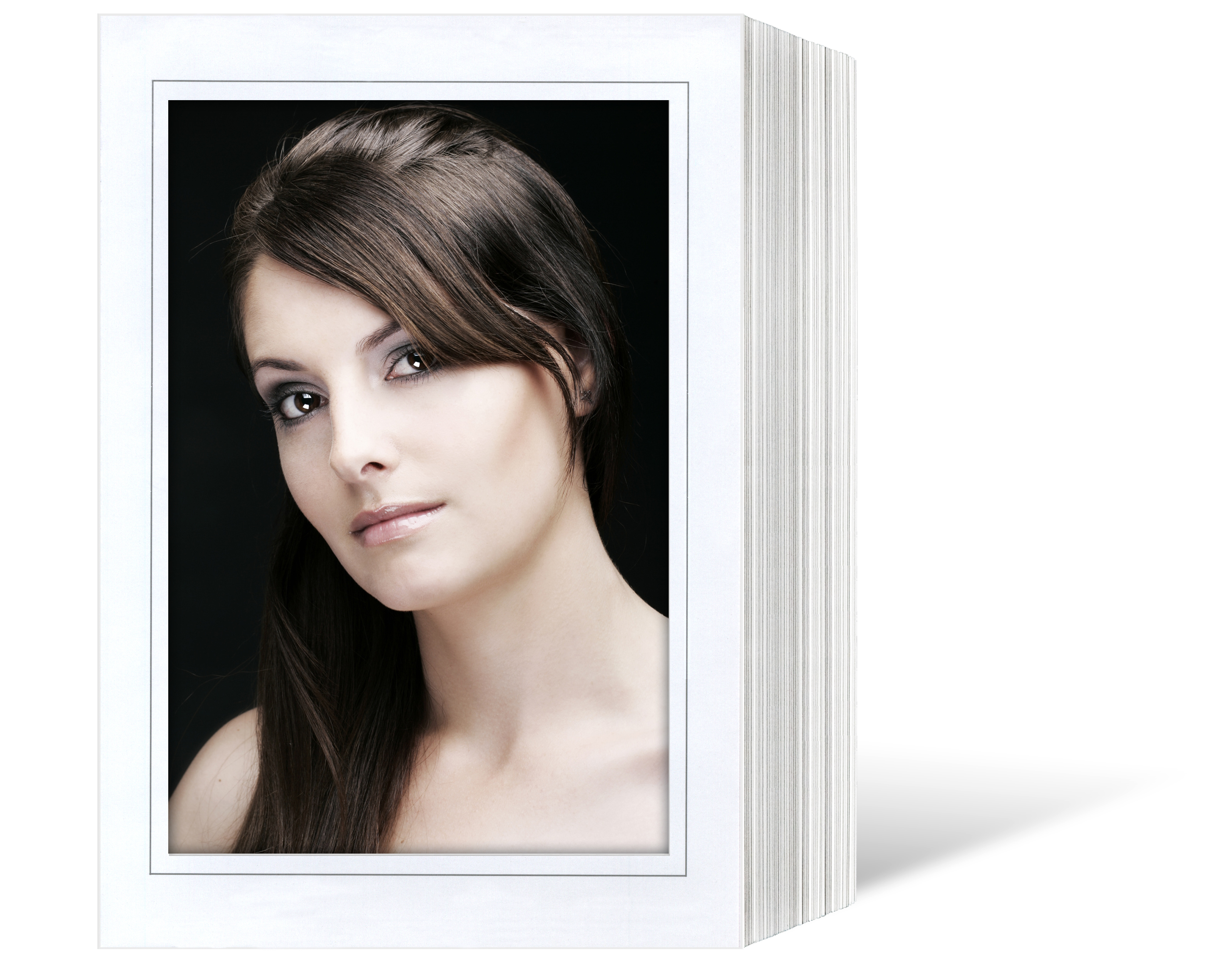 Endlosleporello  für 15x20 cm - weiß - weiße glänzende Maske - grauer Rand - eckig/oval - 50 Teile