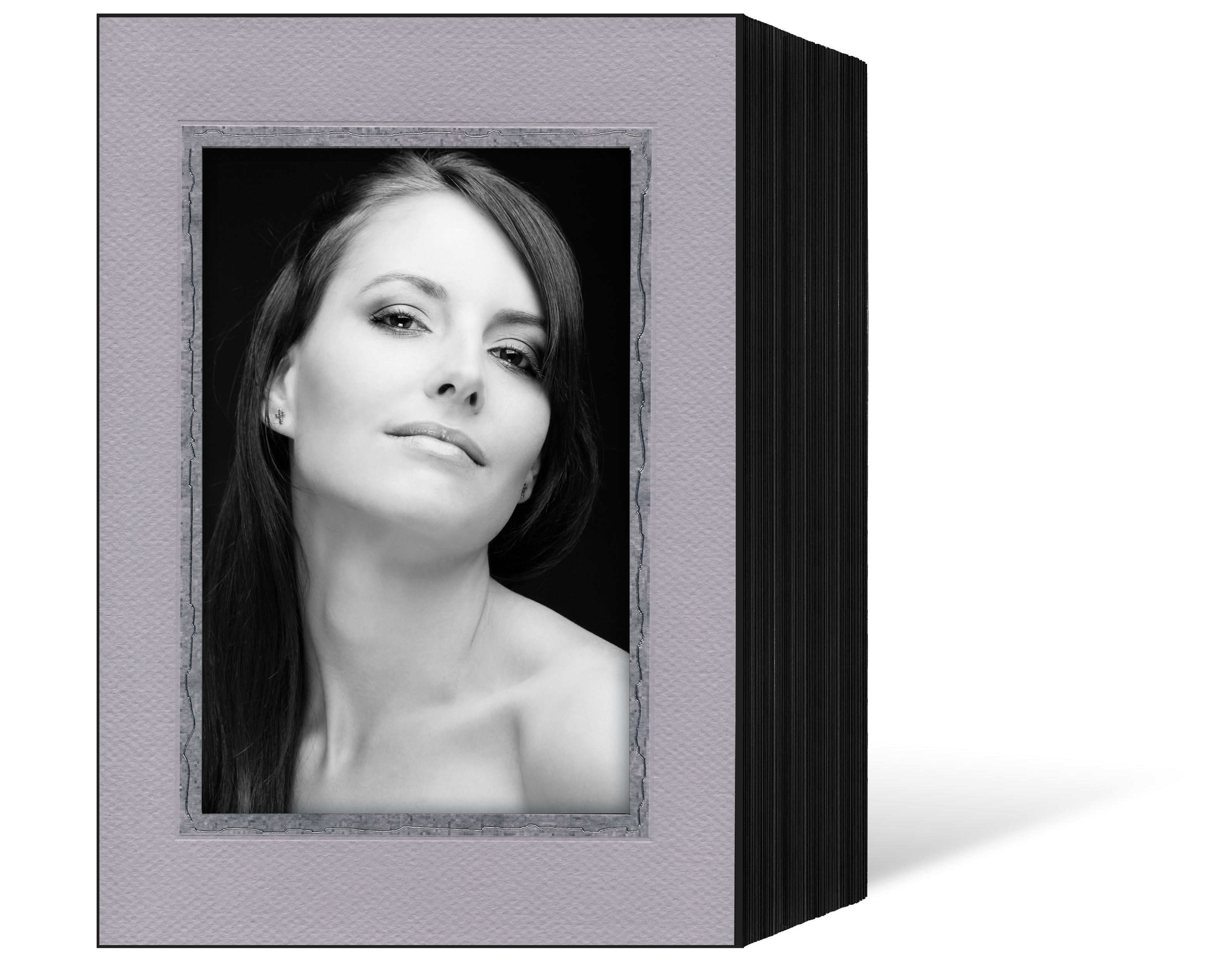 Endlosleporello für 13x18 cm - weiß - graue filzgeprägte Maske - Silberrand - 100 Teile