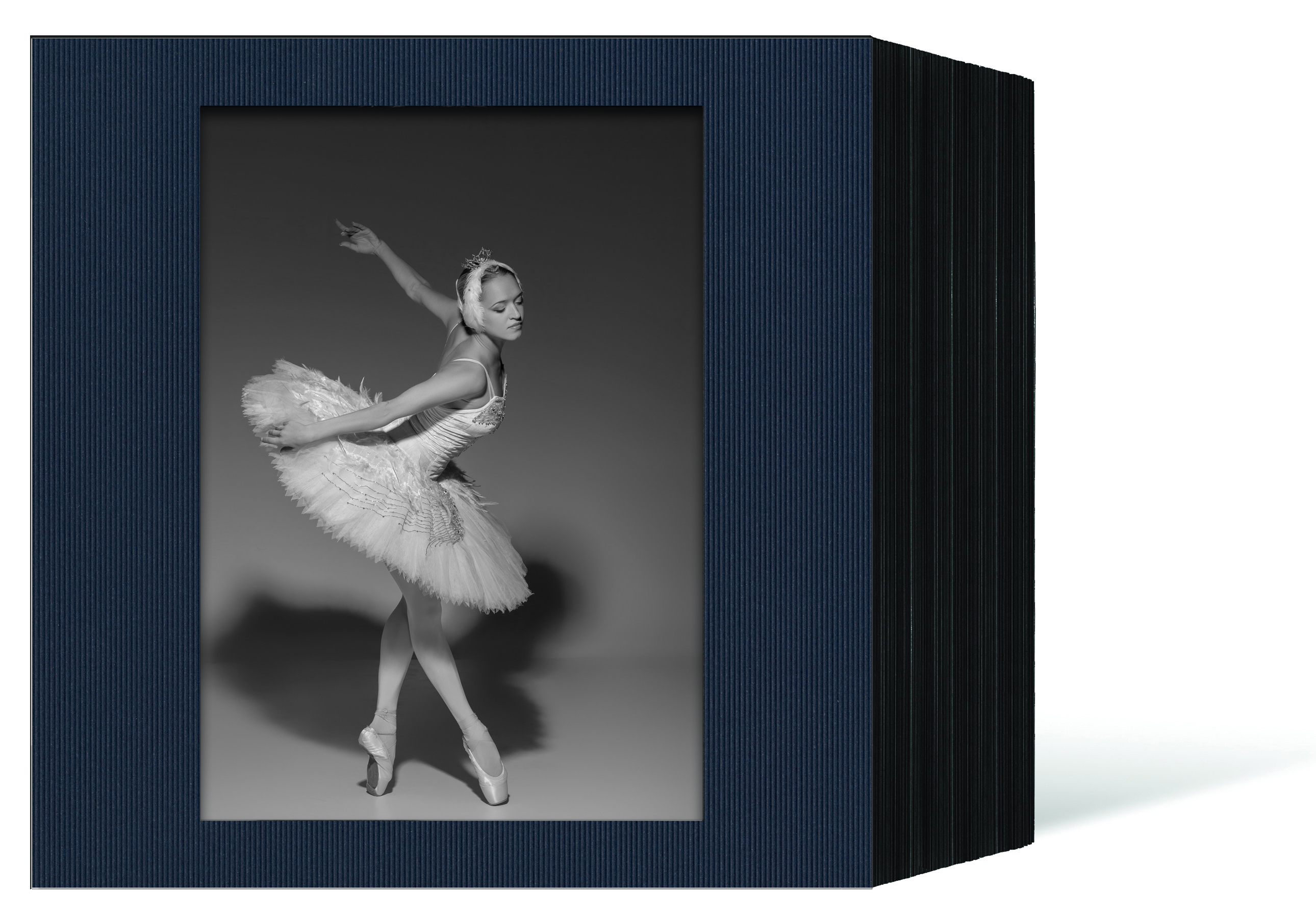 quadratisches Endlosleporello für 15x20 cm - schwarz - blau gerippte Maske - 100 Teile