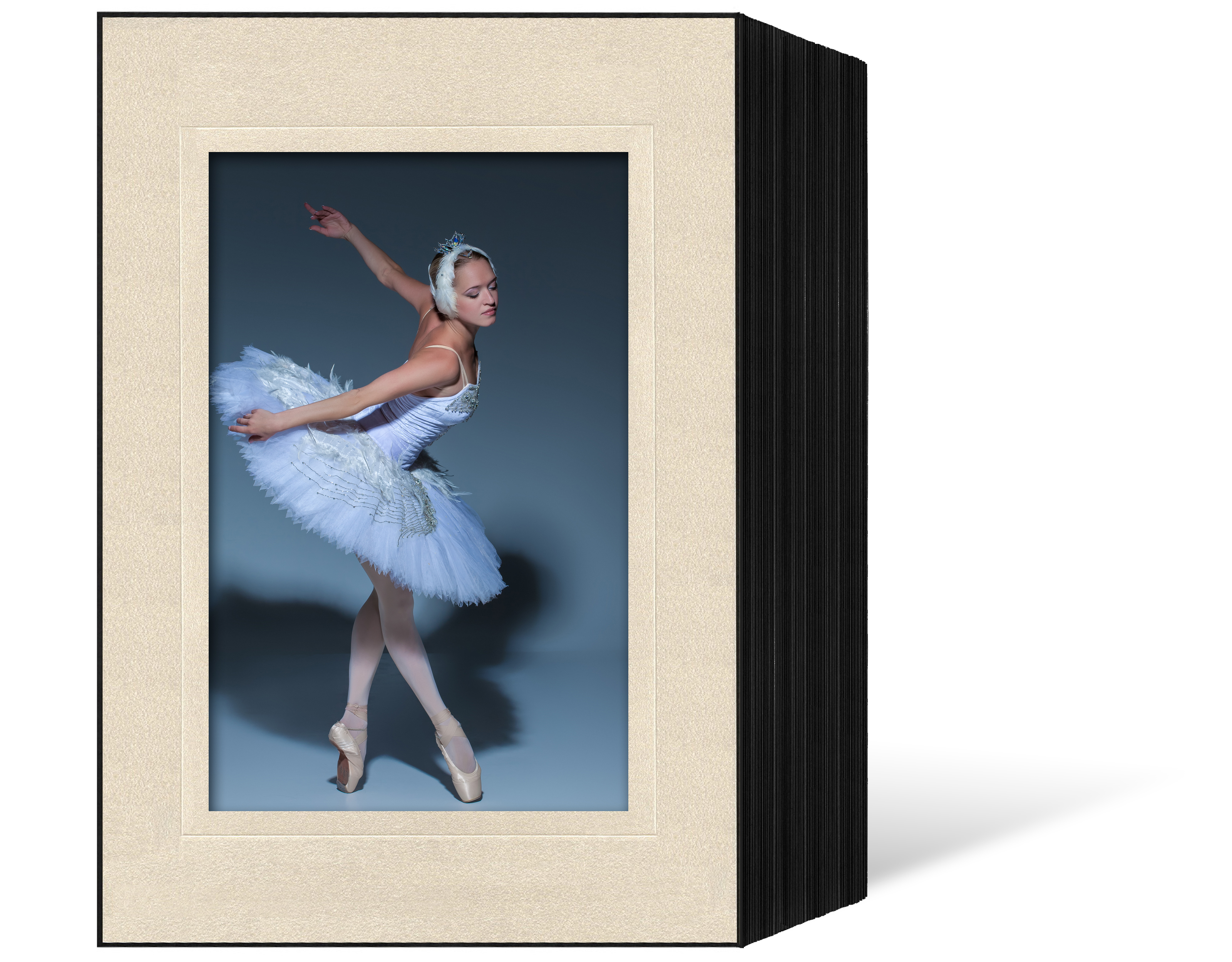 Endlosleporello für 15x20 cm - schwarz - creme satinierte Maske - Blindprägung - 50 Teile