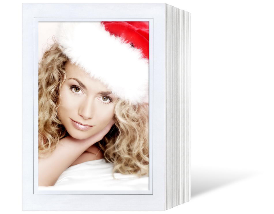 Endlosleporello für 13x18 cm - weiß - weiß glänzende Maske - grauer Rand - eckig - 100 Teile