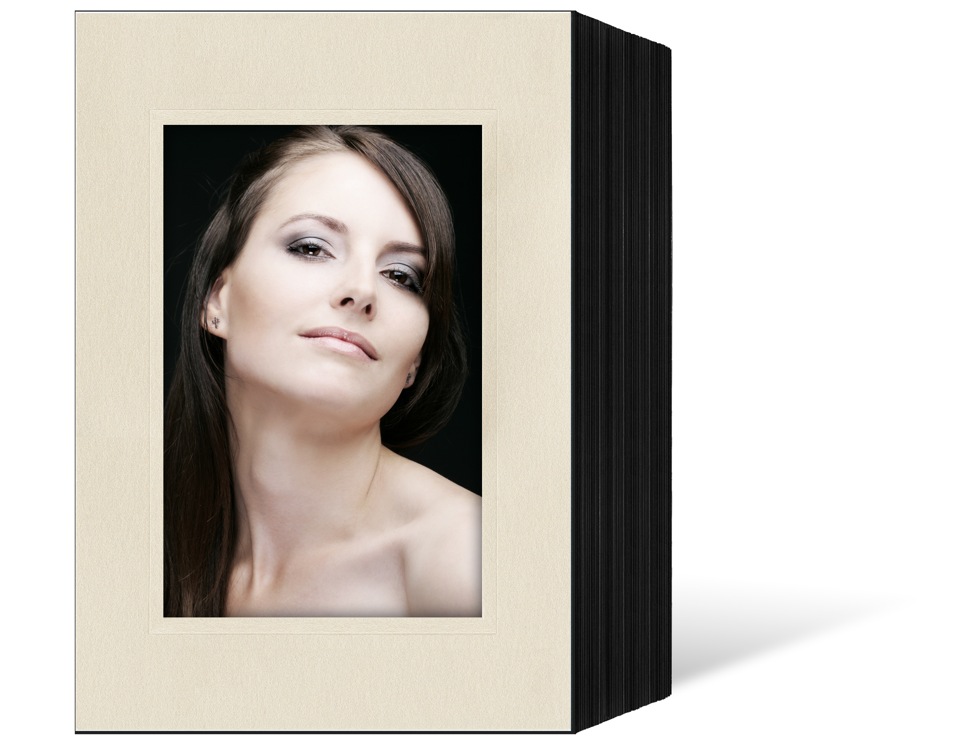 Endlosleporello für 13x18 cm - schwarz - creme satinierte Maske - Blindprägung - 50 Teile