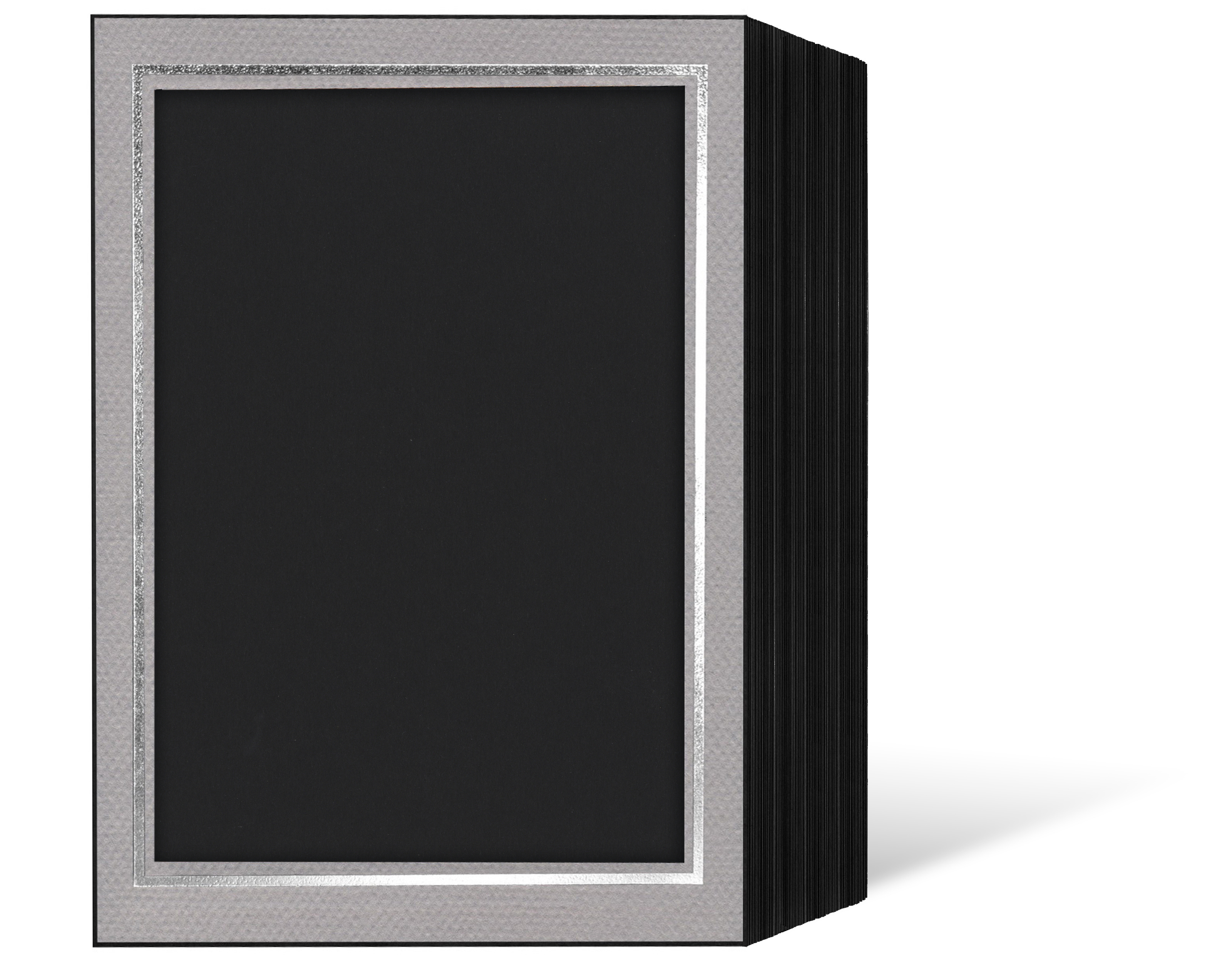 Endlosleporello für 13x18 cm - schwarz - grau filzgeprägte Maske - Silberrand - 50 Teile
