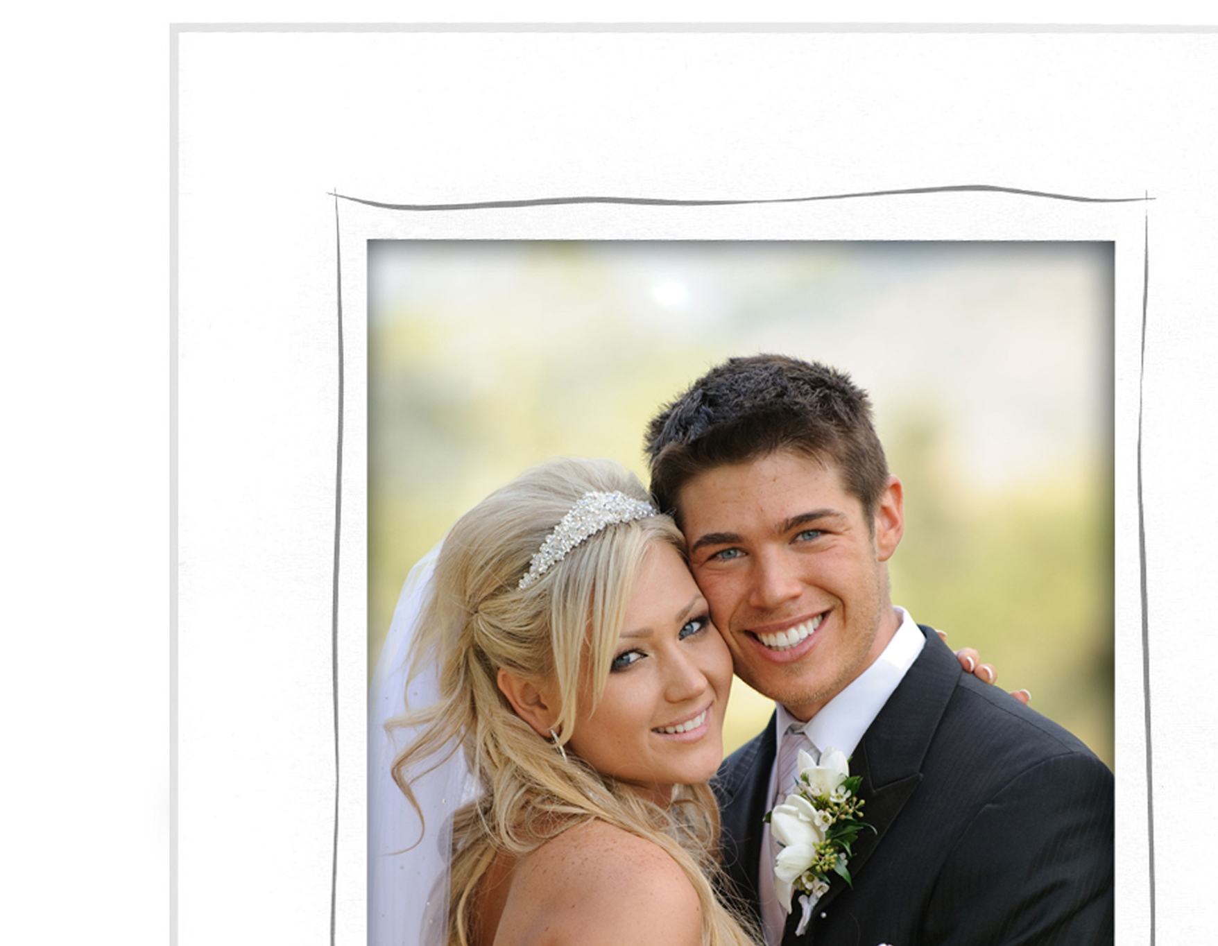 Endlosleporello für 13x19 cm - weiß - weiße matte Maske - grauer Tuscherand - 50 Teile