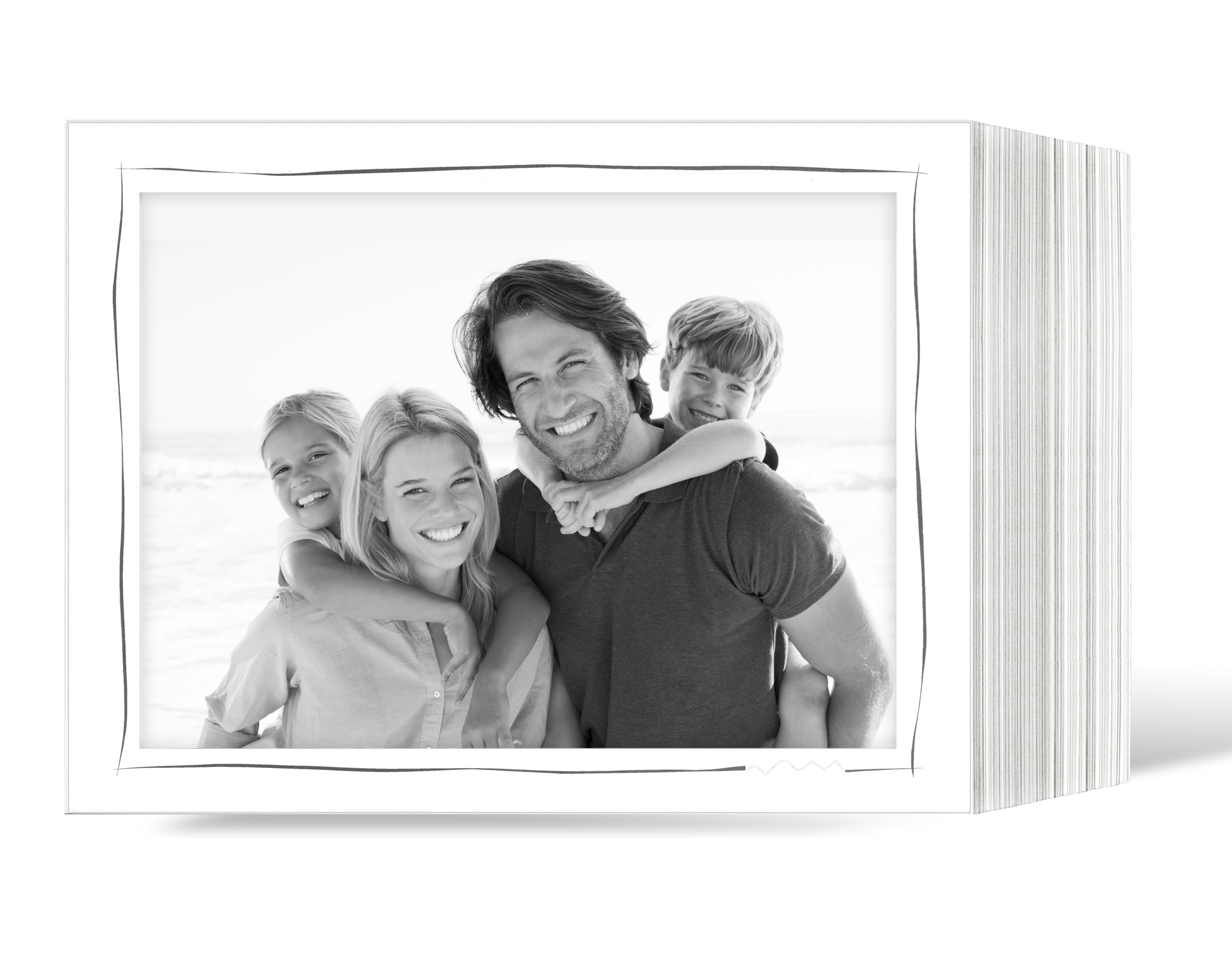 Endlosleporello Querformat für 13x18 cm - weiß - weiß matte Maske - grauer Tuscherand - 100 Teile