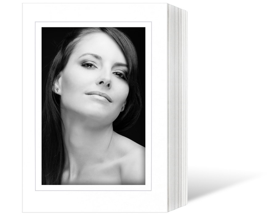 Endlosleporello  für 15x20 cm - weiß - weiße matte Maske - grauer Rand - 25 Teile