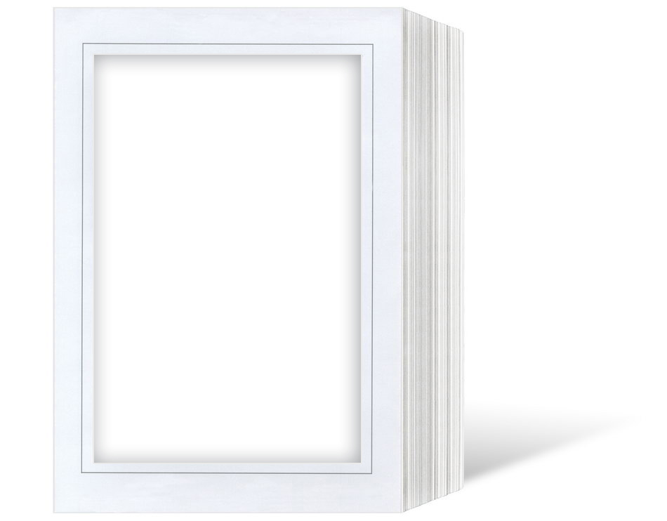 Endlosleporello  für 20x30 cm - weiß - weiße glänzende Maske - grauer Rand - 100 Teile