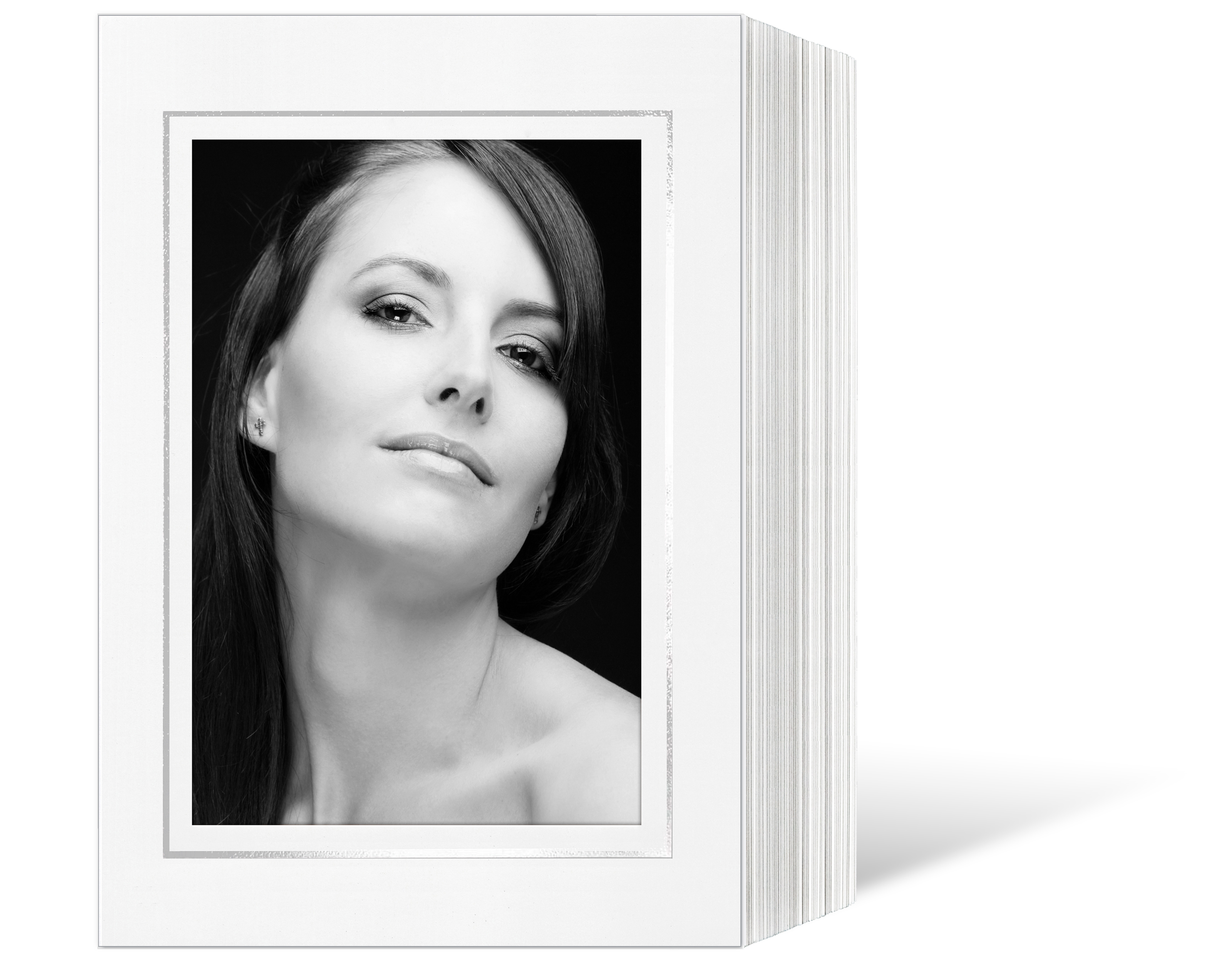 Endlosleporello für 13x18 cm - weiß - weiß glänzende Maske - geprägter Silberrand - 100 Teile