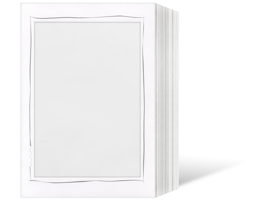 Endlosleporello  für 15x20 cm - weiß - weiße matte Maske - grauer Tuscherand - 25 Teile