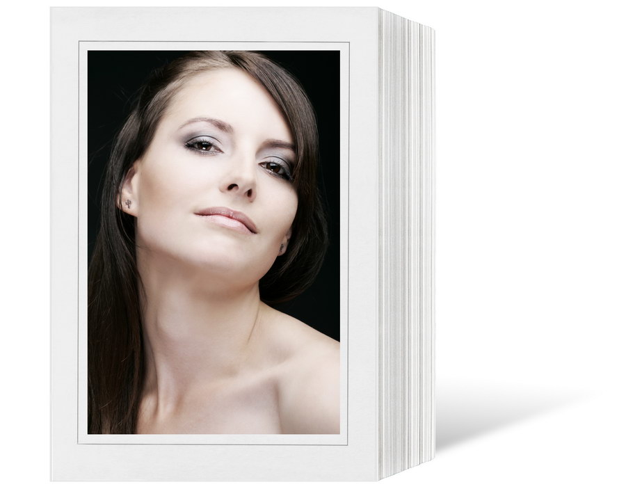 Endlosleporello  für 9x13 cm - weiß - weiße glänzende Maske - grauer Rand - 50 Teile