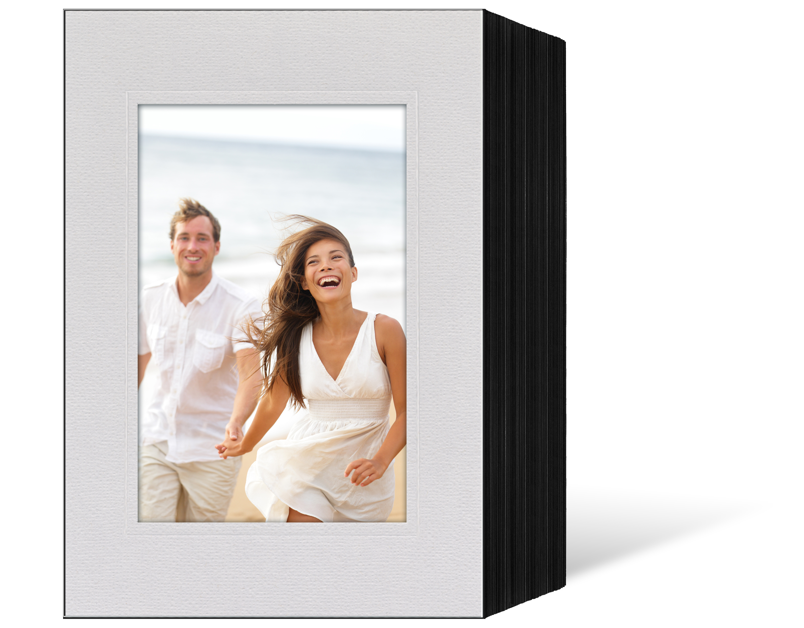 Endlosleporello für 13x18 cm - schwarz - graue filzgeprägte Maske - Blindprägung - 100 Teile