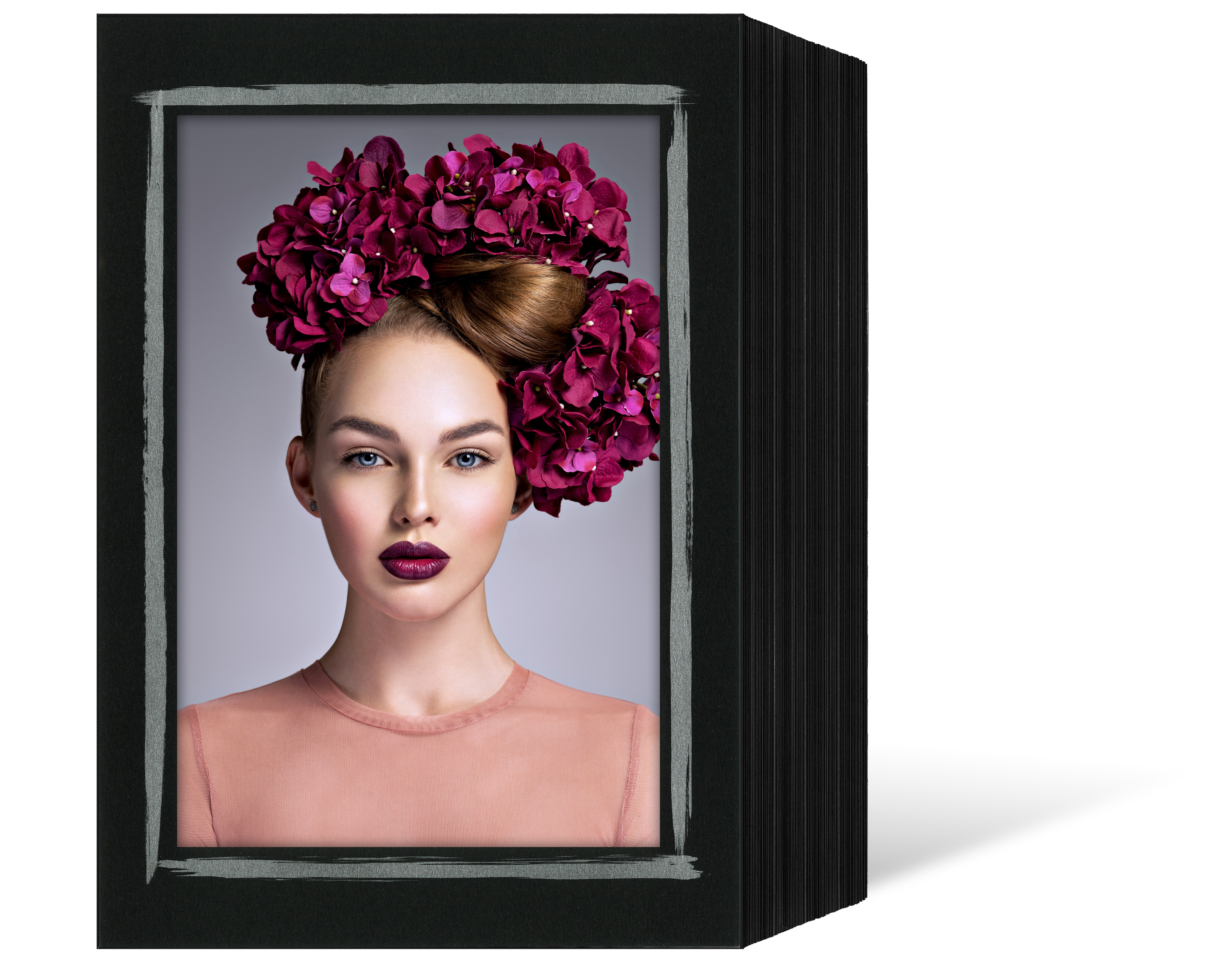 Endlosleporello für 13x18 cm - schwarz - schwarze Maske - silber Prinselrand - 50 Teile