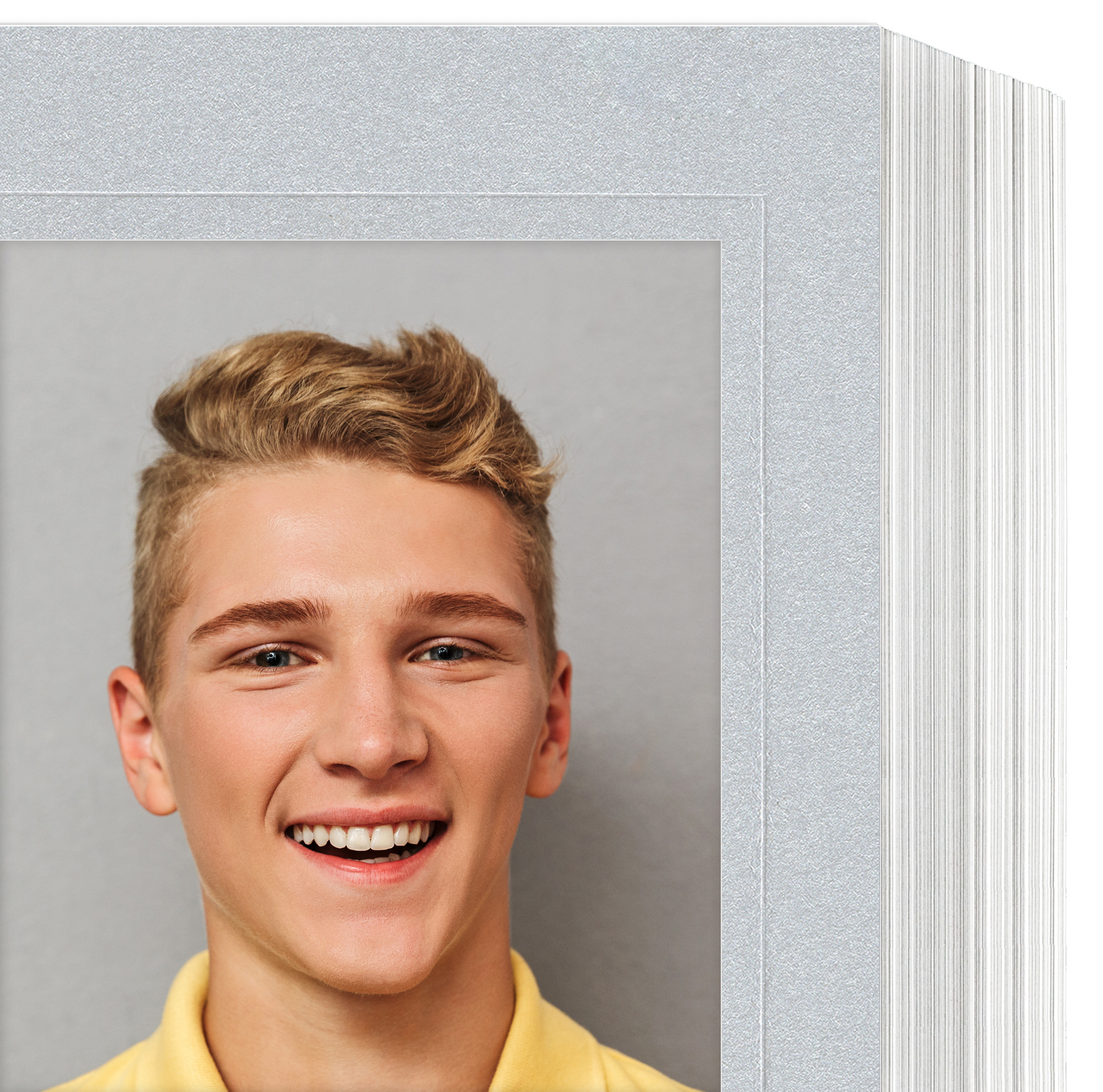 Endlosleporello für 13x18 cm - weiß - silber satinierte Maske - Blindprägung -100 Teile