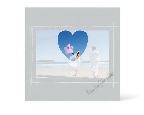 Grußkarte Transparent für 9x13 cm Querformat - Herzausschnitt - anthrazit - Danke