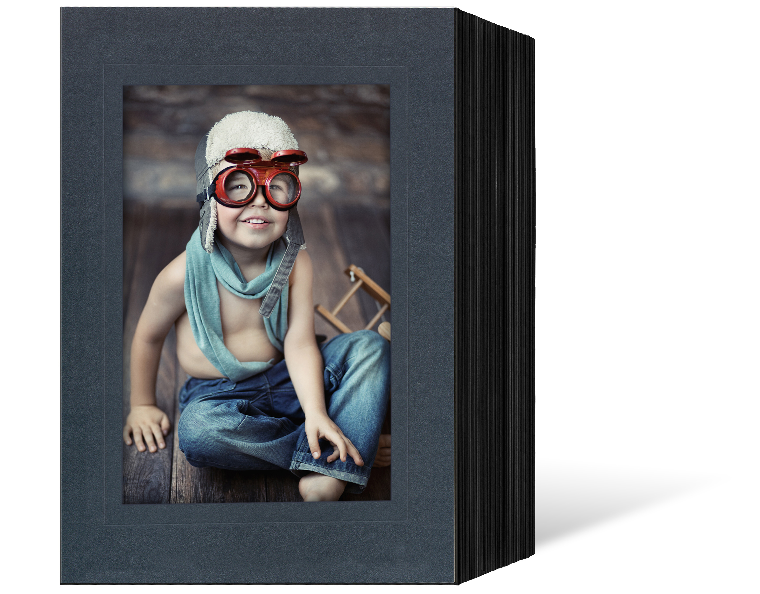 Endlosleporello für 13x18 cm - schwarz - anthrazit satinierte Maske - Blindprägung - 50 Teile