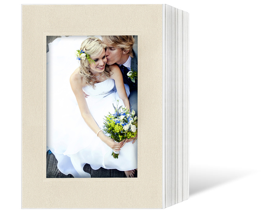 Endlosleporello für 13x18 cm - weiß - creme satinierte Maske - Blindprägung -100 Teile