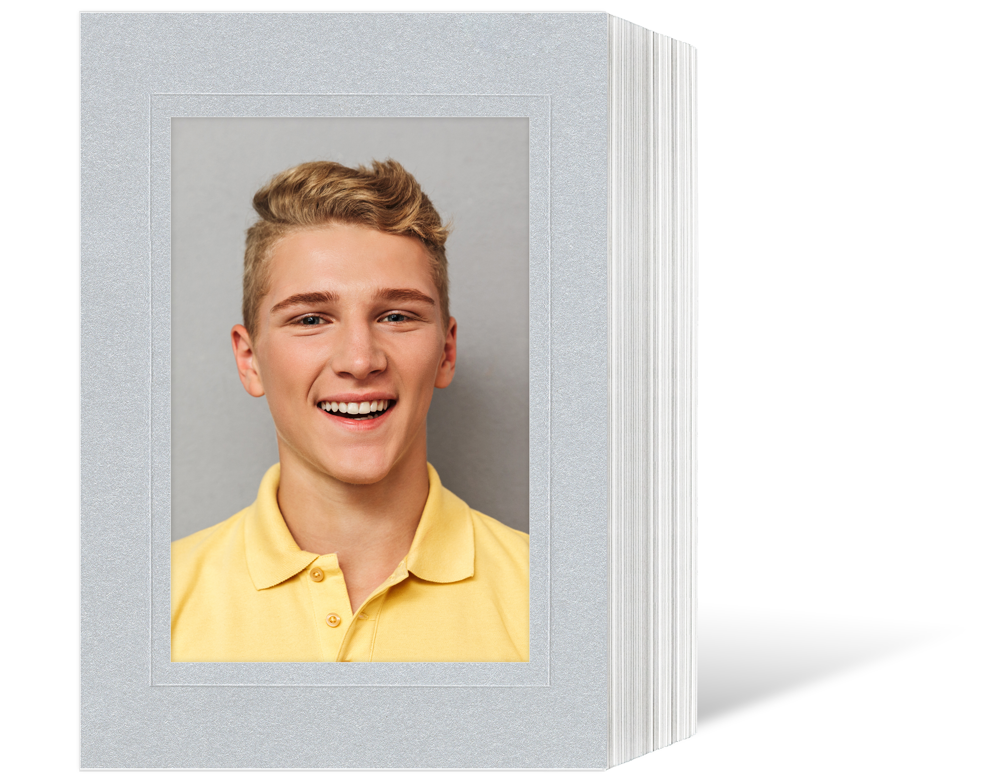 Endlosleporello für 13x18 cm - weiß - silber satinierte Maske - Blindprägung -100 Teile