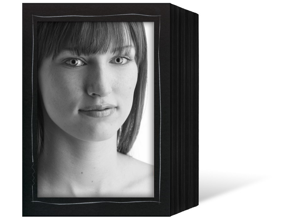 Endlosleporello für 13x18 cm - schwarz - schwarze Maske - silber Tuscherand - 25 Teile