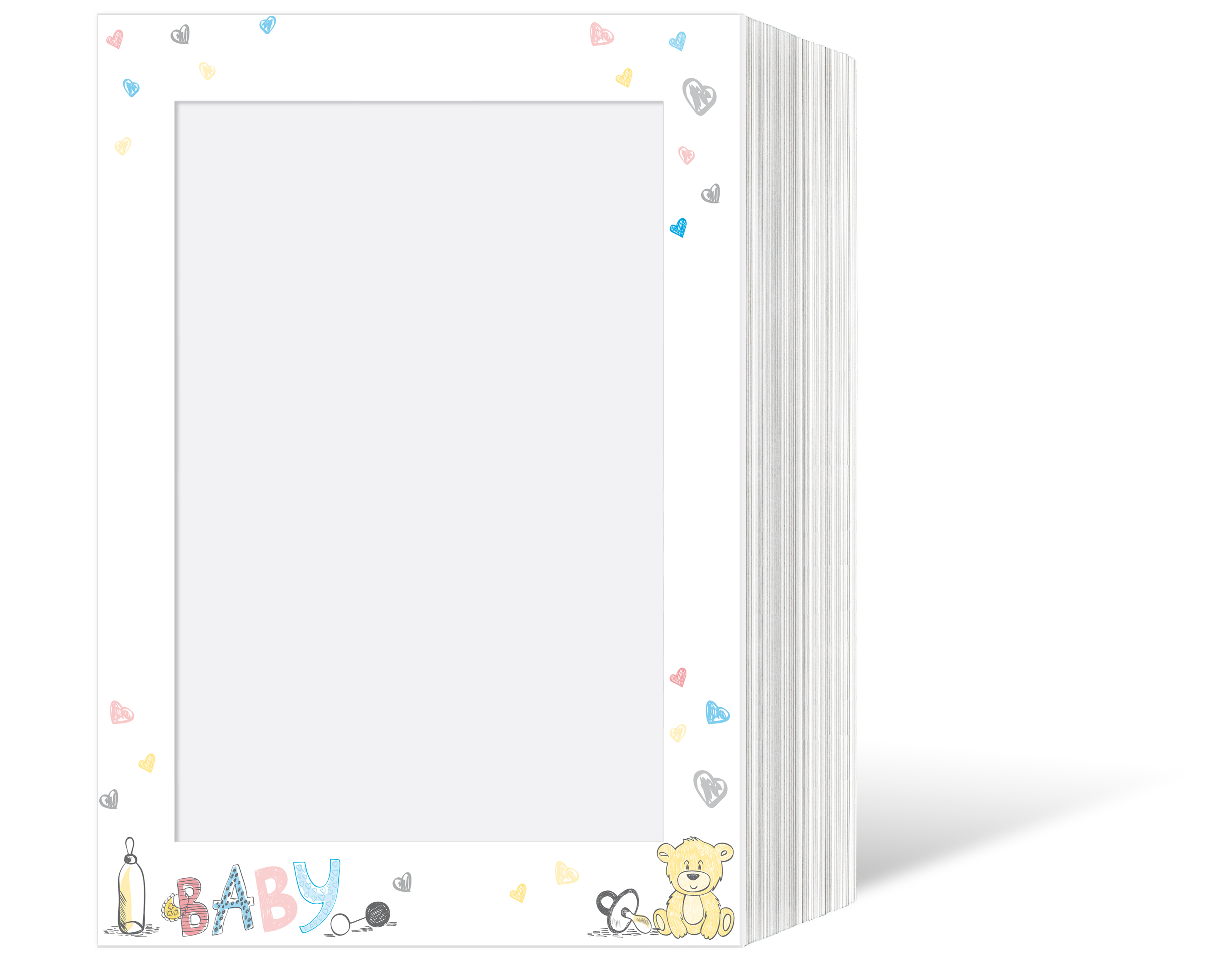 Endlosleporello für 13x18 cm - weiß - weiß mit 4-farbigem Druck Baby - 100 Teile