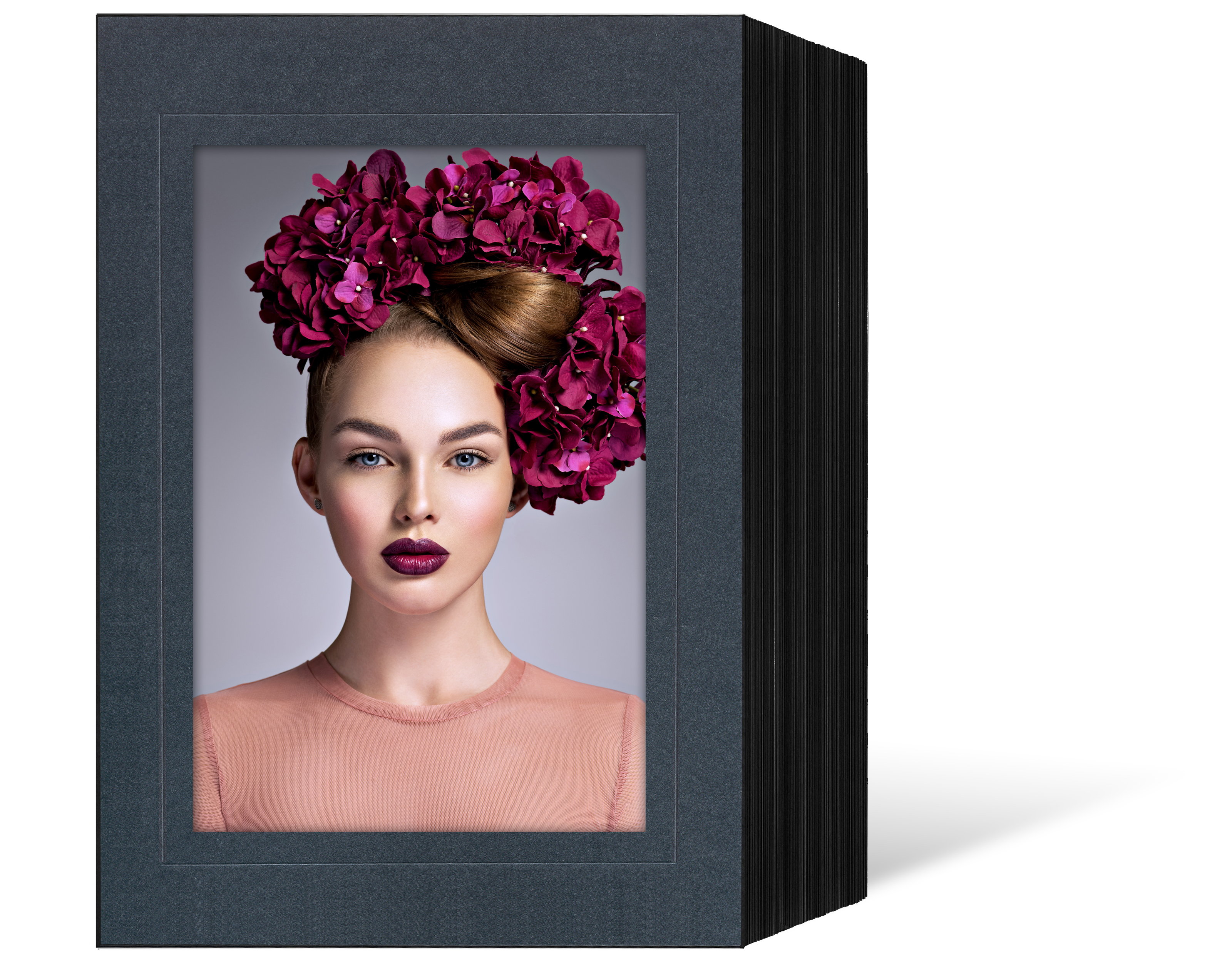 Endlosleporello für 15x20 cm - schwarz - anthrazit satinierte Maske - Blindprägung - 50 Teile