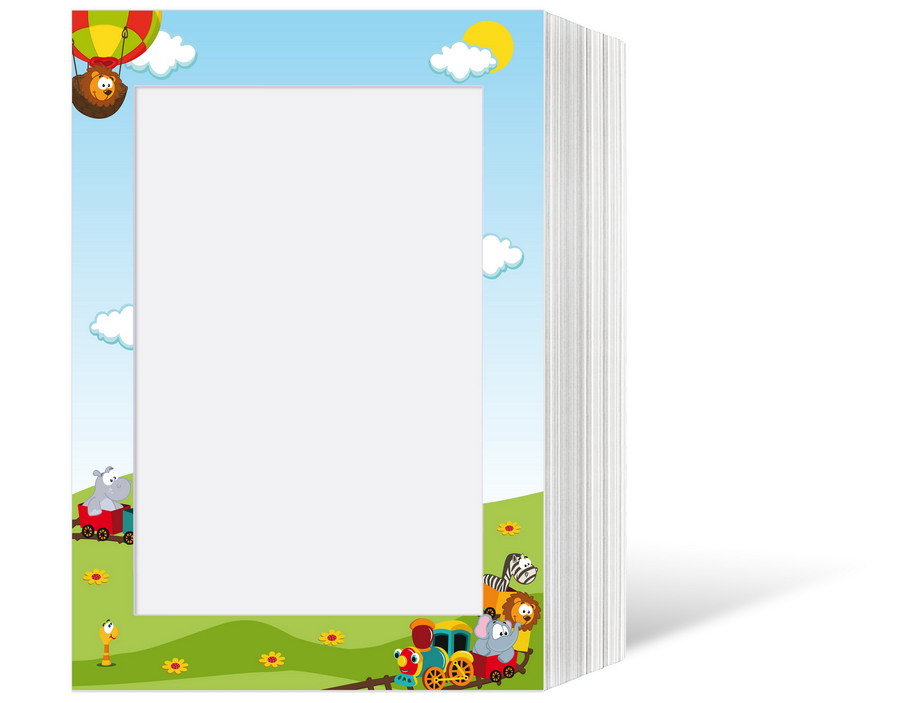 Endlosleporello für 13x18 cm - weiß - weiß mit 4-farbigem Druck Eisenbahn - 25 Teile
