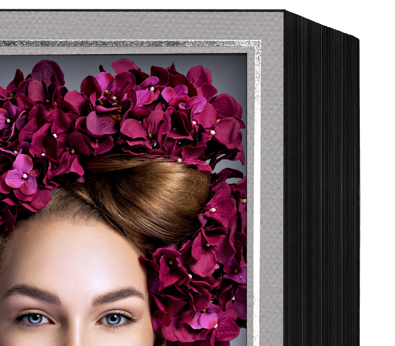 Endlosleporello für 13x18 cm - schwarz - grau filzgeprägte Maske - Silberrand - 50 Teile