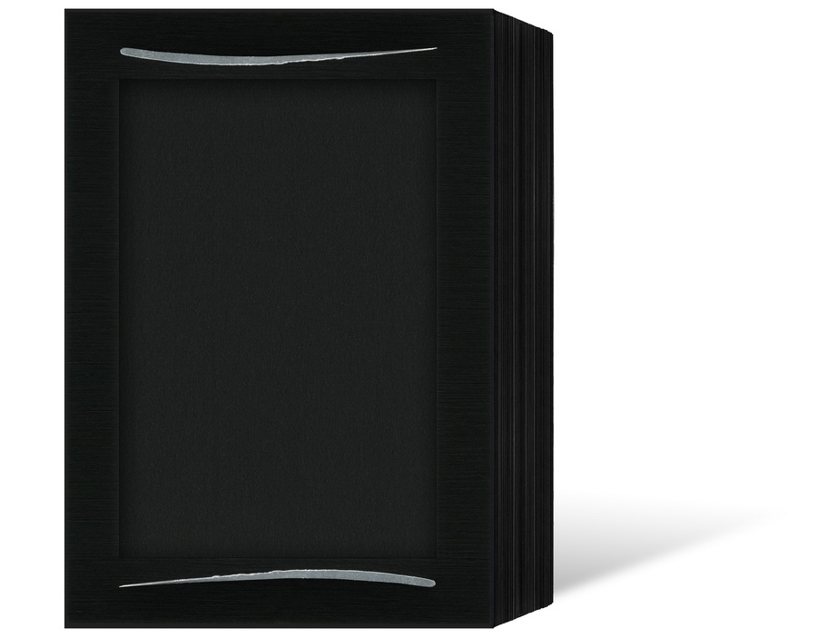 Endlosleporello für 13x18 cm - schwarz - schwarze leinenstrukturierte Maske - Silberstrich - 25 Teile