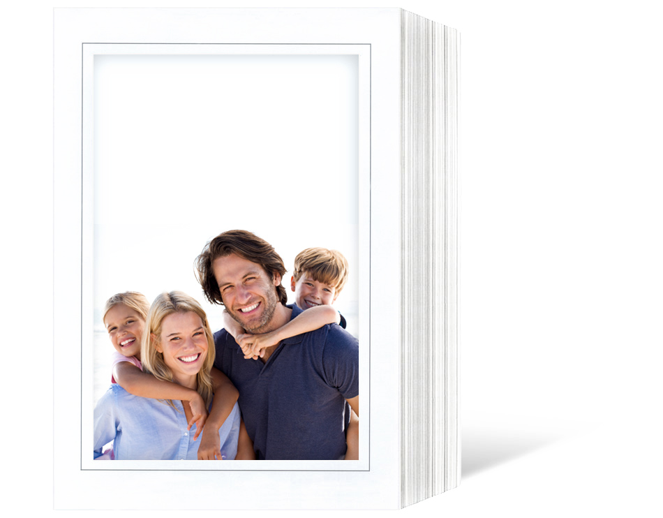 Endlosleporello für 13x18 cm - weiß - weiß glänzende Maske - grauer Rand - eckig/oval - 100 Teile