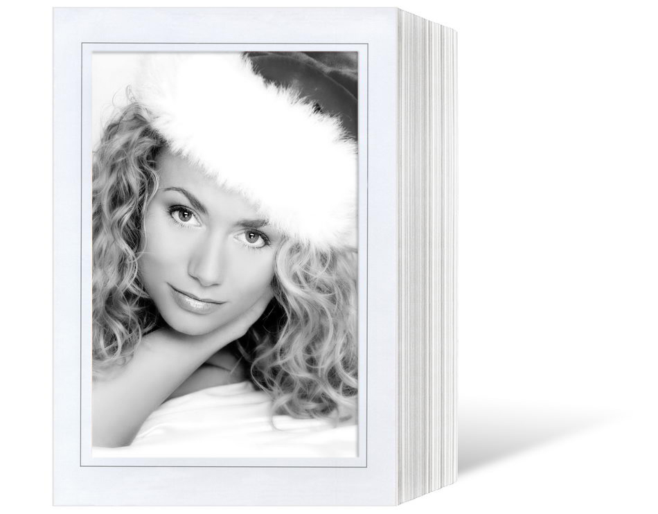 Endlosleporello für 13x18 cm - weiß - weiß glänzende Maske - grauer Rand - eckig - 100 Teile