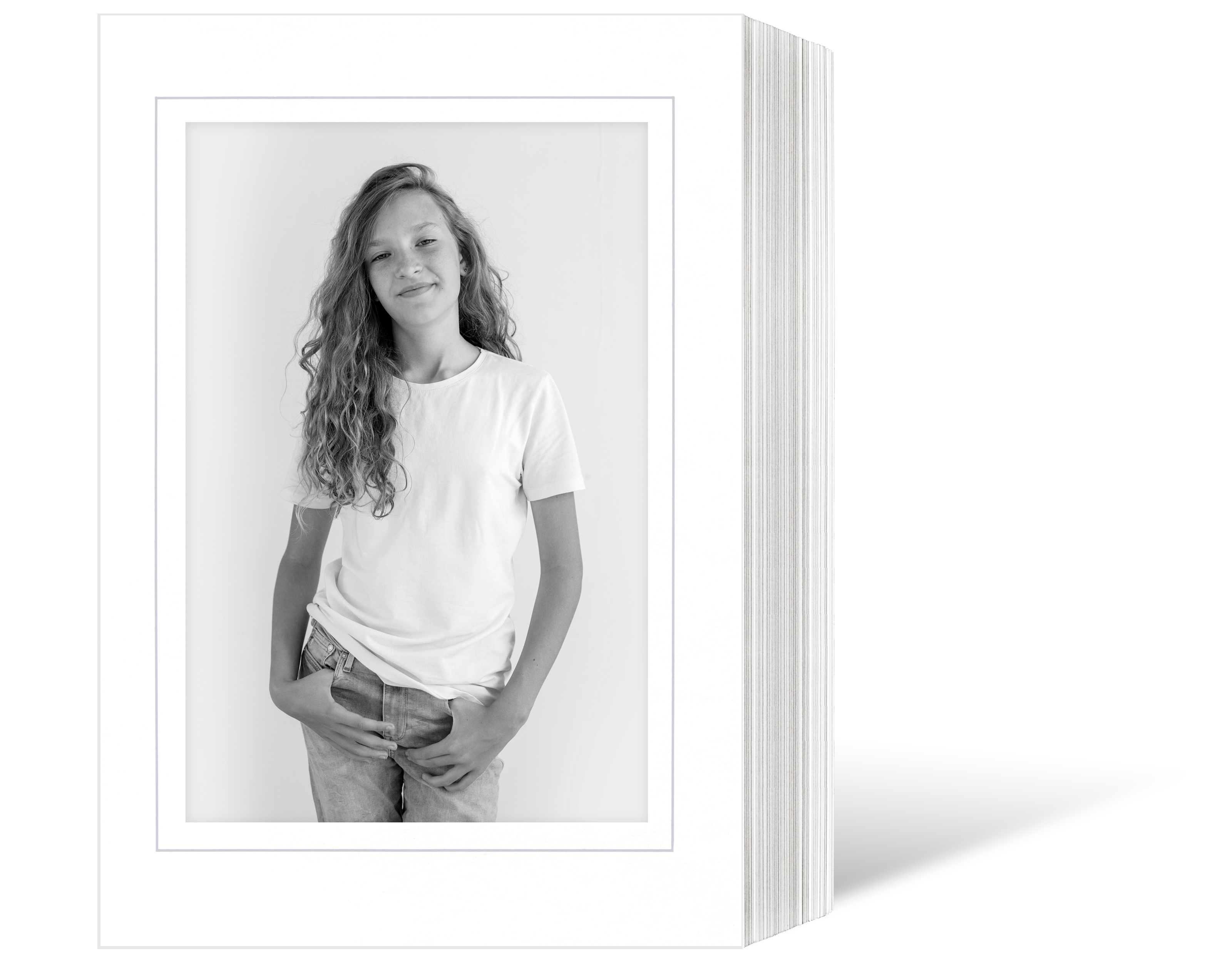 Endlosleporello  für 15x20 cm - weiß - weiße matte Maske - grauer Rand - 50 Teile