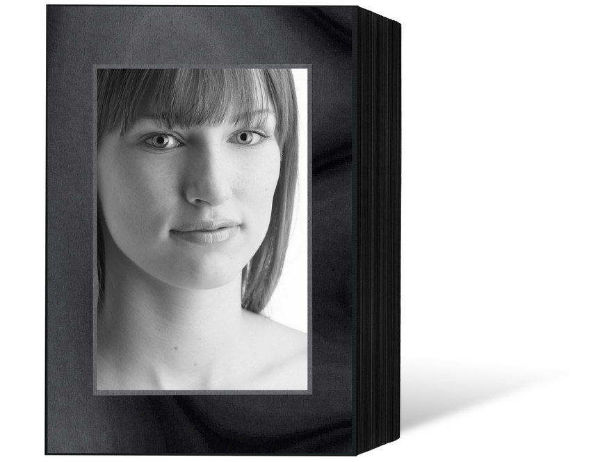 Endlosleporello für 13x18 cm - schwarz - silber/schwarz Maske - silber Rand - 50 Teile