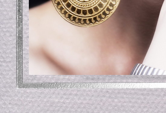 Endlosleporello für 13x18 cm - weiß - grau filzgeprägte Maske - Silberrand - 50 Teile