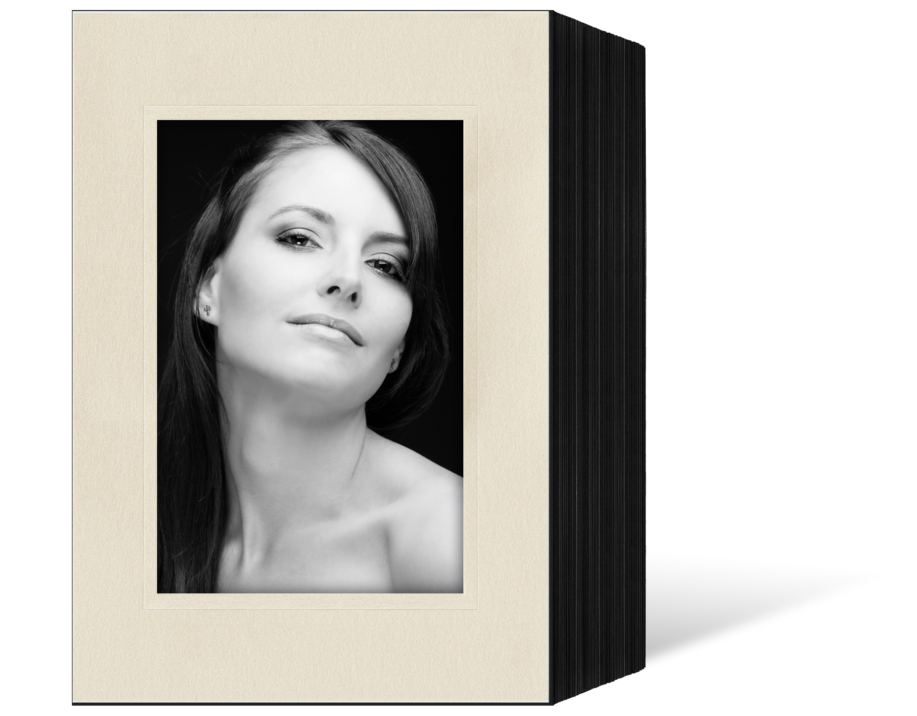 Endlosleporello für 13x18 cm - schwarz - creme satinierte Maske - Blindprägung - 50 Teile
