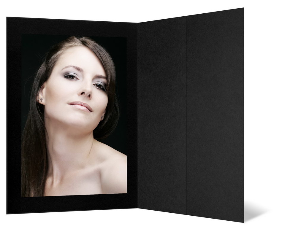 Portraitmappe mit Tasche für 20x28 cm - schwarz matt - ohne Rand