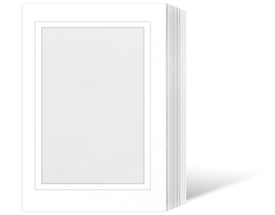 Endlosleporello  für 15x20 cm - weiß - weiße matte Maske - grauer Rand - 25 Teile