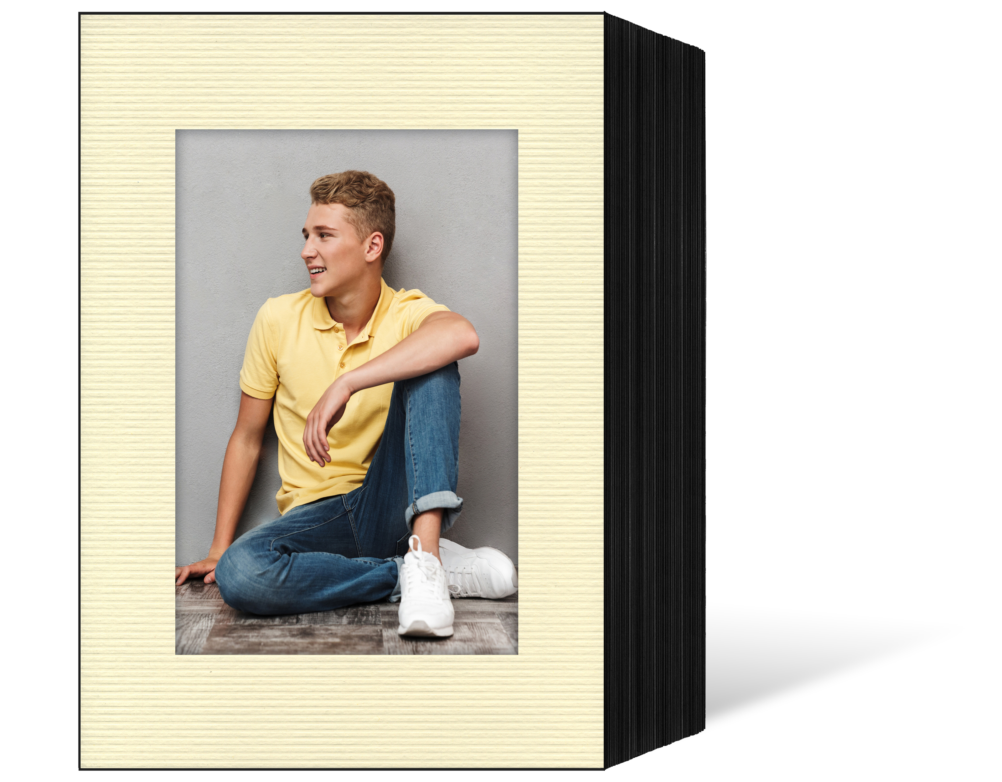 Endlosleporello für 13x18 cm - schwarz - creme gerippte Maske - 50 Teile